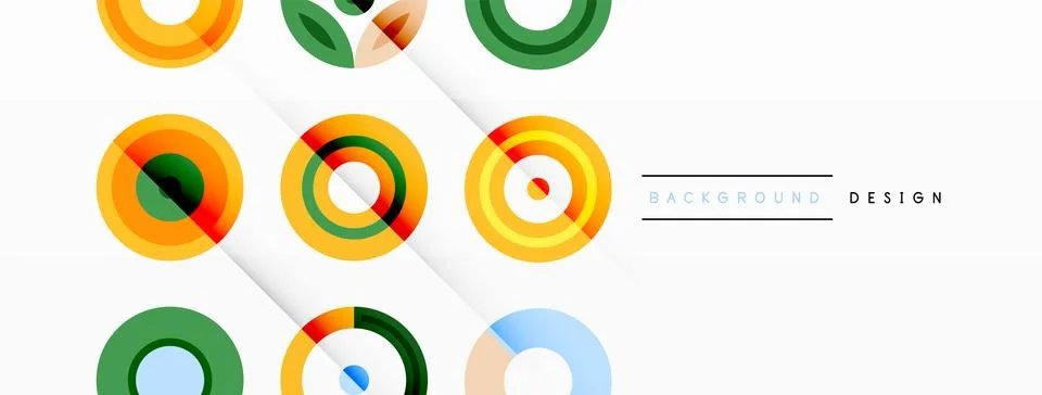 Colorful circles in a grid composition abstract background. Design for wallpaper Stock Illustration
