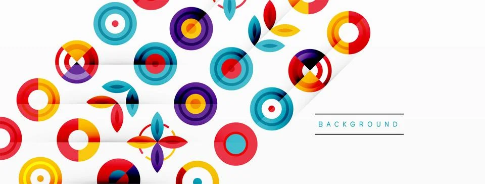 Colorful circles in a grid composition abstract background. Design for wallpaper Stock Illustration