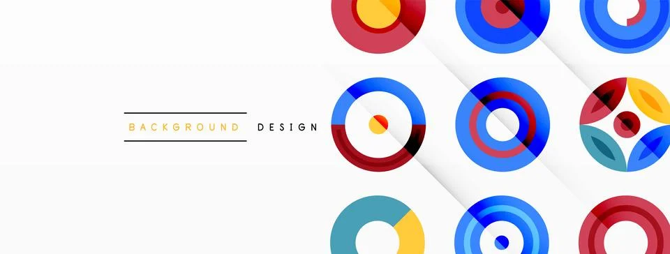 Colorful circles in a grid composition abstract background. Design for wallpaper Stock Illustration