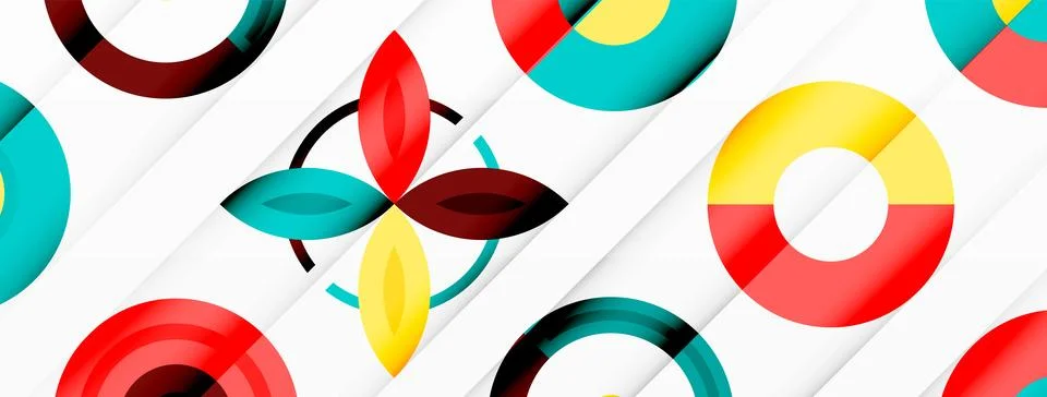 Colorful circles in a grid composition abstract background. Design for wallpaper 스톡 일러스트