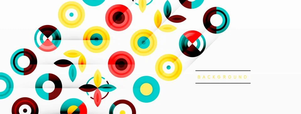 Colorful circles in a grid composition abstract background. Design for wallpaper Stock Illustration