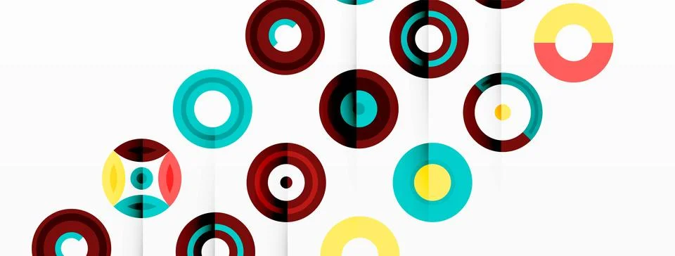 Colorful circles in a grid composition abstract background. Design for wallpaper Stock Illustration