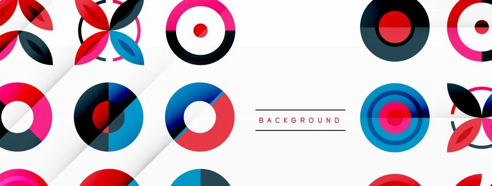 Colorful circles in a grid composition abstract background. Design for wallpaper Stock Illustration