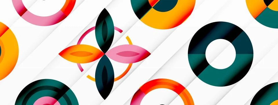 Colorful circles in a grid composition abstract background. Design for wallpaper Stock Illustration