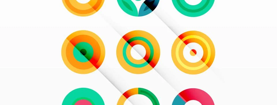 Colorful circles in a grid composition abstract background. Design for wallpaper Stock Illustration