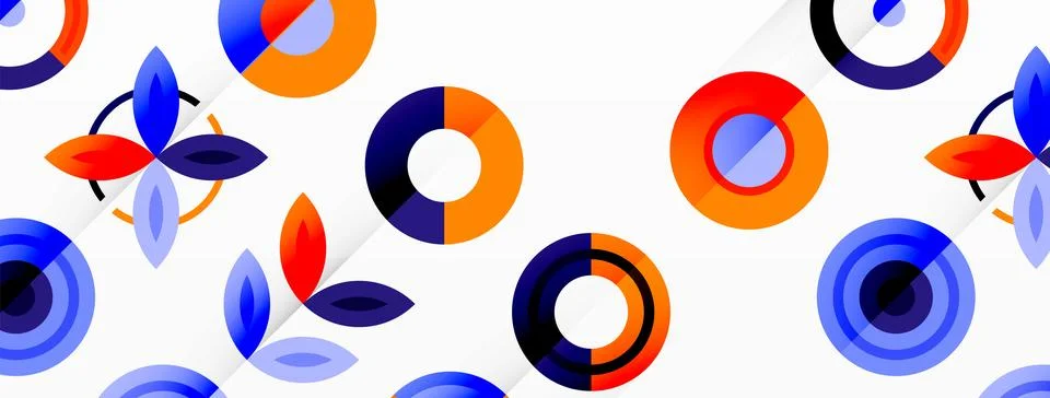 Colorful circles in a grid composition abstract background. Design for wallpaper Stock Illustration