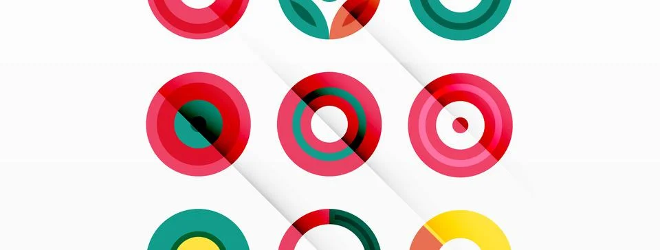 Colorful circles in a grid composition abstract background. Design for wallpaper Stock Illustration