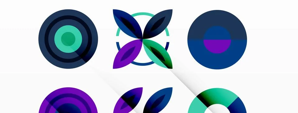 Colorful circles in a grid composition abstract background. Design for wallpaper Stock Illustration
