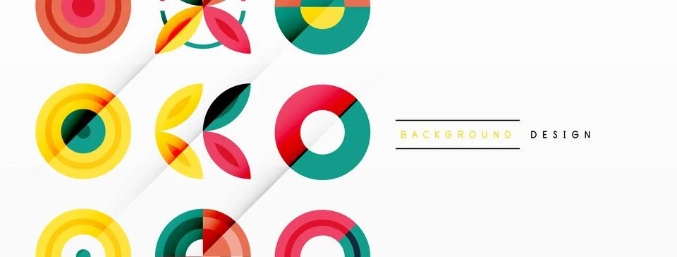 Colorful circles in a grid composition abstract background. Design for wallpaper Stock Illustration