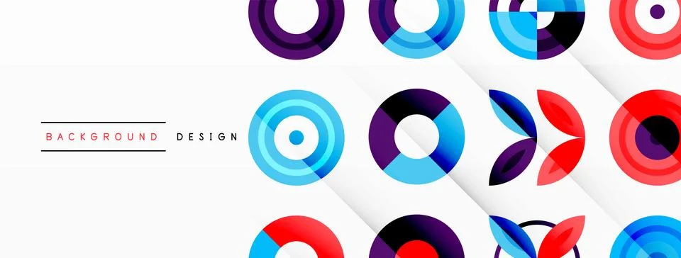 Colorful circles in a grid composition abstract background. Design for wallpaper Stock Illustration
