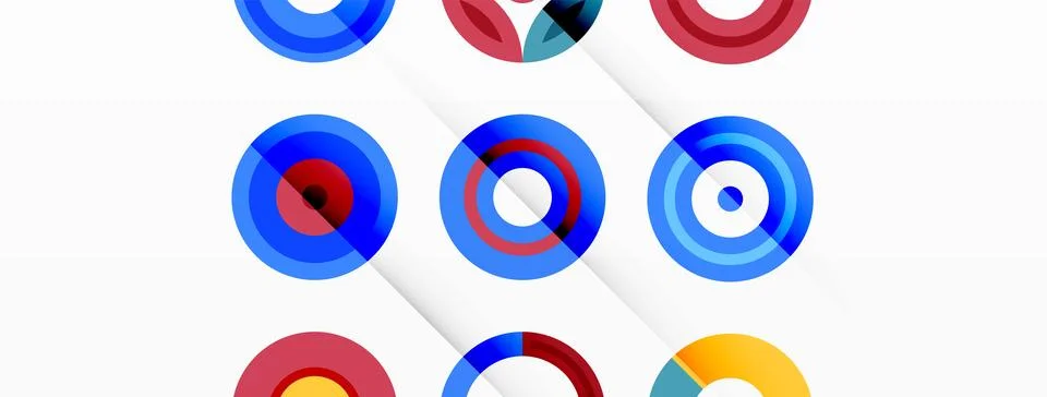 Colorful circles in a grid composition abstract background. Design for wallpaper Stock Illustration