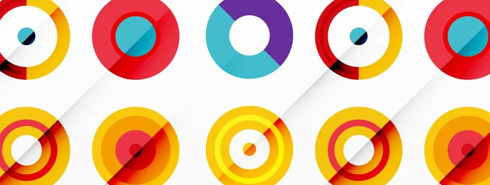 Colorful circles in a grid composition abstract background. Design for wallpaper Stock Illustration