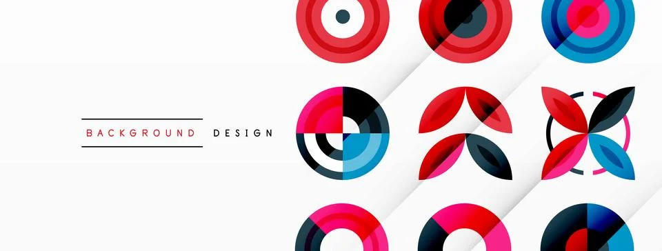 Colorful circles in a grid composition abstract background. Design for wallpaper Stock Illustration