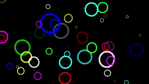 Colorful circles motion graphics with plain black background Video stock 329986150