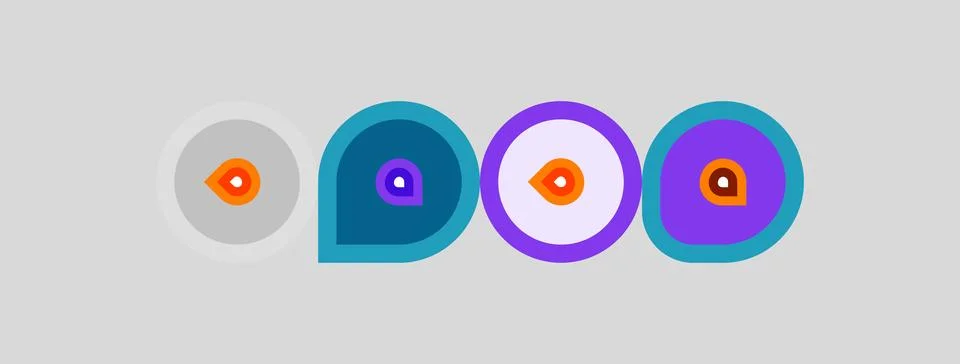 Colorful circles, nested designs, abstract shapes. Minimalist composition, fl Stock Illustration
