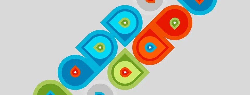 Colorful circles overlap, creating dynamic pattern. Bright hues dominate ne.. 스톡 일러스트