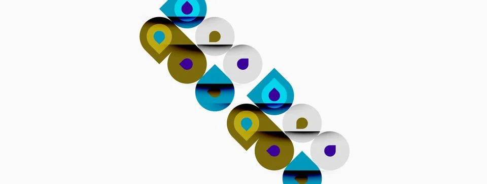 Colorful circles, overlapping patterns create abstract design. Bright hues Stock Illustration