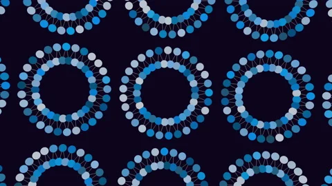 Colorful circles pattern with dots and lines on blue gradient 스톡 동영상 199329766