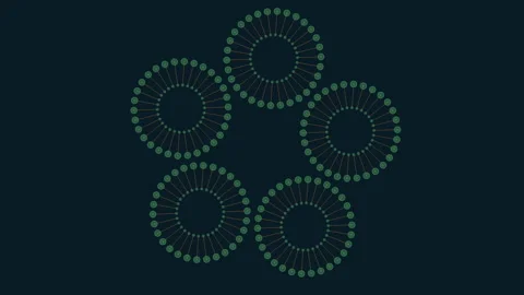 Colorful circles pattern with dots and lines on black gradient 스톡 동영상 230064930