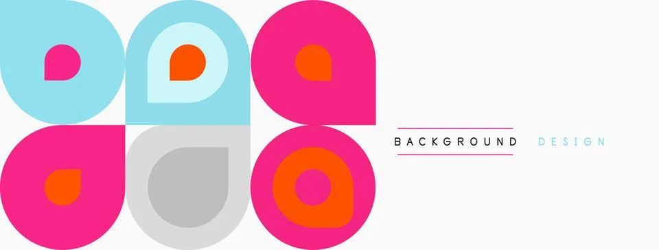 Colorful circles, rectangles create modern pattern. Simple shapes, clean de.. イラスト素材