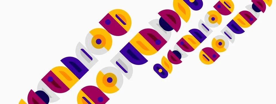 Colorful circles, rectangles form abstract pattern. Diagonal arrangement cr.. イラスト素材
