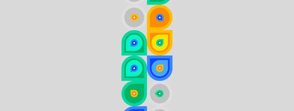 Colorful circles, rectangles form abstract pattern. Bright hues contrast ag.. 스톡 일러스트