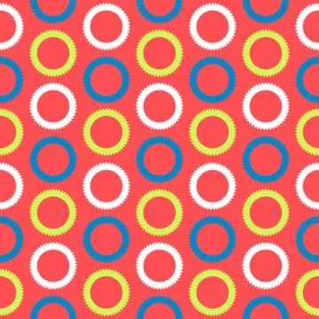 Colorful circles seamless pattern. Round green, white, blue shapes illustration Illustrazione stock