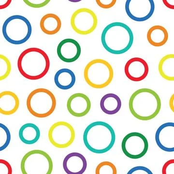 Colorful circles seamless vector pattern. Bright multicolor background textur Stock Illustration
