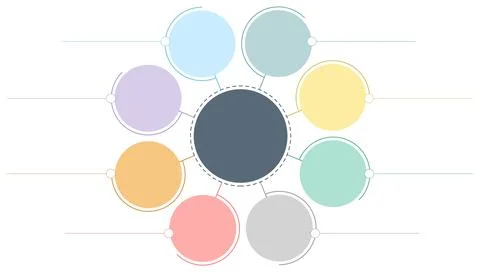 Colorful circular 8-step vector template for infographic Stock Illustration