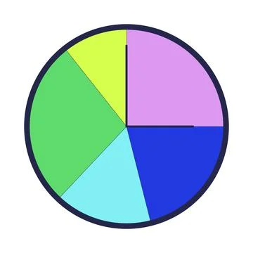 Colorful circular clock with five segments 2D cartoon object 스톡 일러스트
