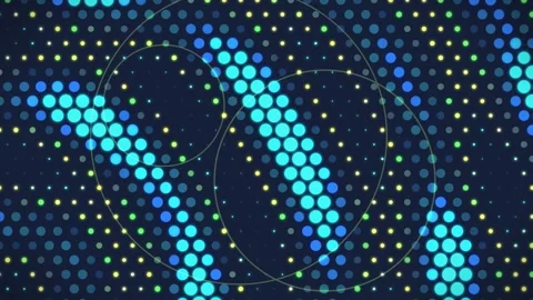 Colorful circular dot patterns in motion. 2d animation Video stock 342922391