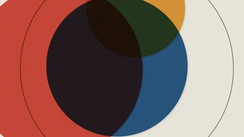 Colorful circular geometric shapes overlap. 2d animation Stock Footage 342580077