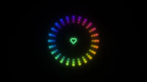 Colorful circular light display with heart in the center Stock Footage 338228032