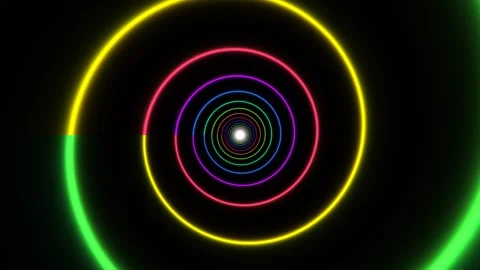 Colorful circular light patterns create a vibrant motion Stock Footage 337968537