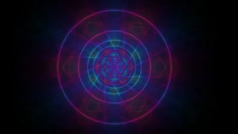Colorful circular light patterns create a dynamic visual Stock Footage 340329384