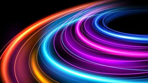 Colorful Circular Light Trails, Long Time Exposure Motion Blur Effect, Vect.. Stock Illustration