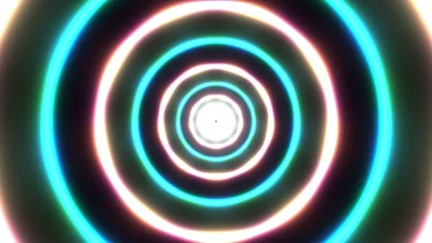 Colorful circular lights form a dynamic tunnel effect in Stock Footage 337951666