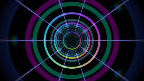 Colorful circular motion pattern in dark background Stock Footage 340326798
