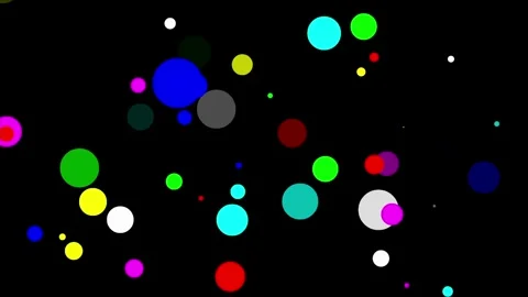 Colorful circular particles motion graphics with plain black background Video stock 328962578