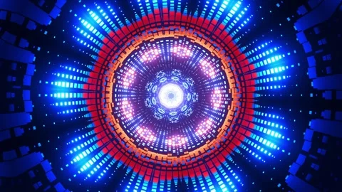 Colorful circular pattern with bright lights. Kaleidoscope VJ loop Stock Footage 261671825