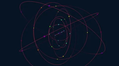 Colorful circular pattern dots connected by lines in various hues 스톡 동영상 297596423