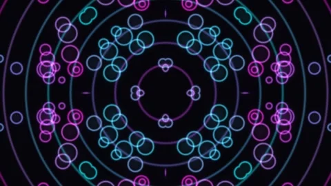 Colorful circular pattern with geometric shapes and lines Stock Footage 340308127