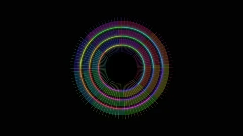 Colorful circular pattern glowing against dark background Stock Footage 336994620