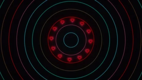 Colorful circular pattern with glowing shapes and lines in Stock Footage 338316471