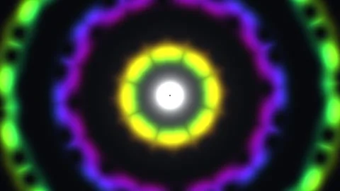 Colorful circular pattern with lights and shapes in motion Stock Footage 337937186