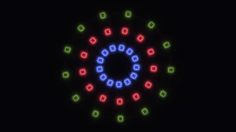 Colorful circular pattern with lights on black background Stock Footage 338328075