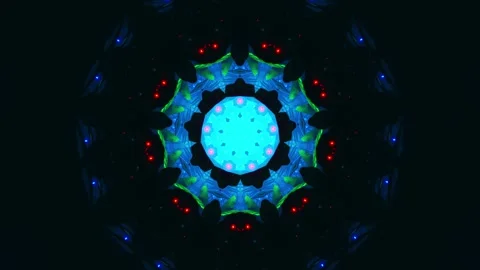 Colorful circular pattern with lights. Kaleidoscope VJ loop Video stock 261670411