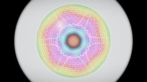 Colorful circular pattern with radiant lines and waves Stock Footage 337377945