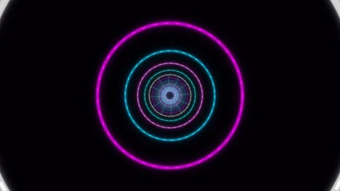 Colorful circular pattern shows movement in a dark space Stock Footage 337232258