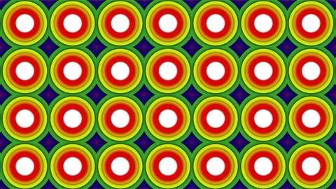 Colorful Circular Pattern with Vibrant Green Red and Yellow Design. Stock Illustration
